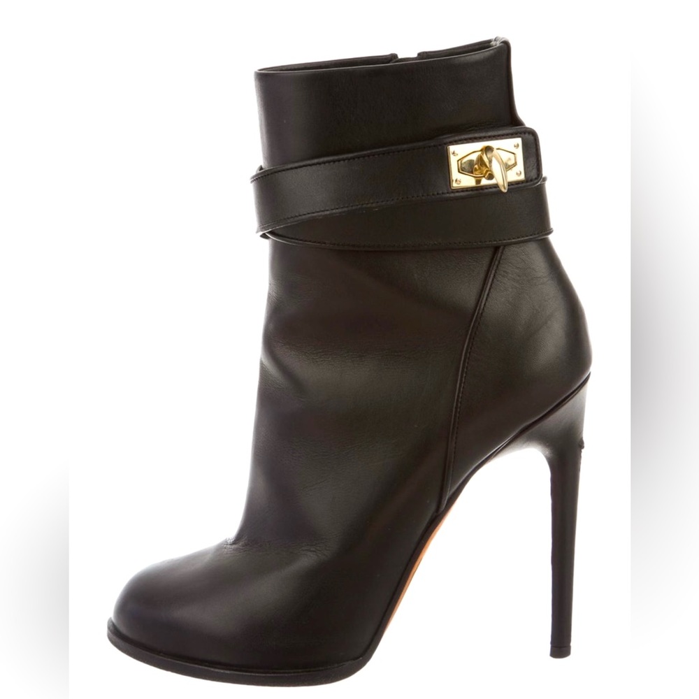 Givenchy Leather Shark Lock Ankle Boots.